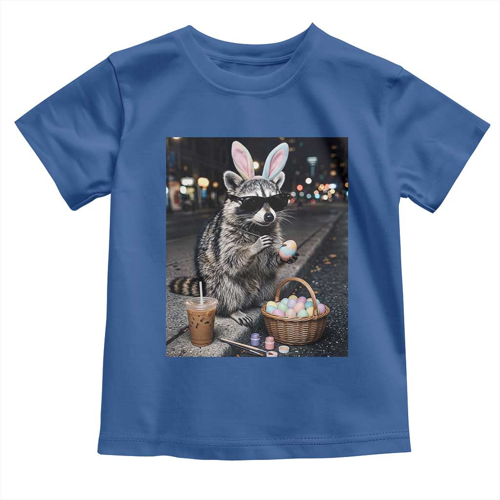 Easter Raccoon Iced Coffee Toddler T Shirt Funny Trash Panda Egg Painting TS14 Royal Blue Print Your Wear