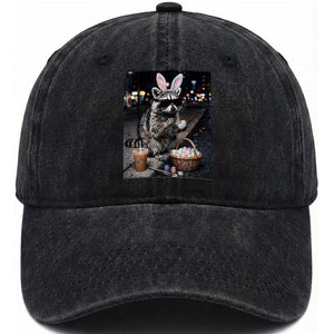 Easter Raccoon Iced Coffee Washed Cotton Baseball Cap Funny Trash Panda Egg Painting TS14 Print Your Wear