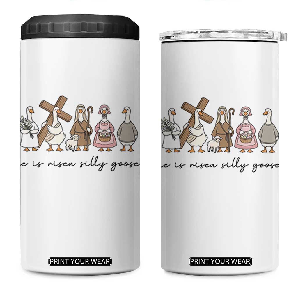 He Is Risen Silly Goose 4 in 1 Can Cooler Tumbler Funny Christian Easter TS14 One Size: 16 oz Black Print Your Wear