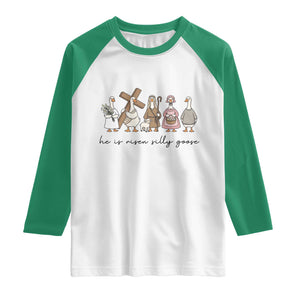 He Is Risen Silly Goose Raglan Shirt Funny Christian Easter TS14 White Kelly Green Print Your Wear