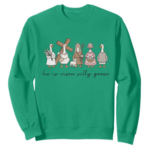 He Is Risen Silly Goose Sweatshirt Funny Christian Easter TS14 Irish Green Print Your Wear