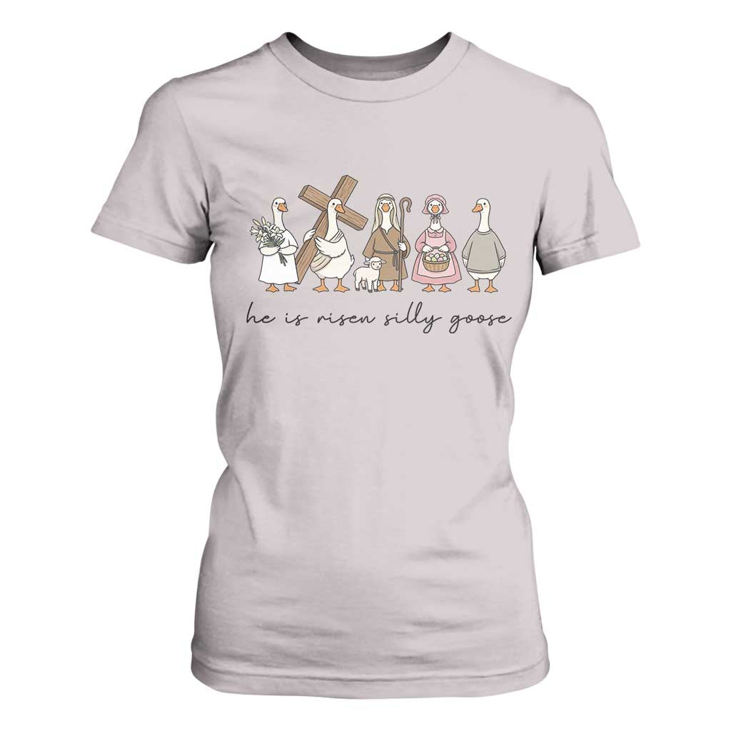 He Is Risen Silly Goose T Shirt For Women Funny Christian Easter TS14 Ice Gray Print Your Wear
