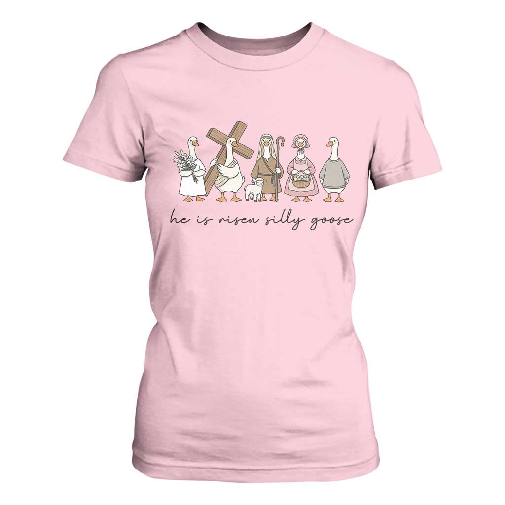 He Is Risen Silly Goose T Shirt For Women Funny Christian Easter TS14 Light Pink Print Your Wear