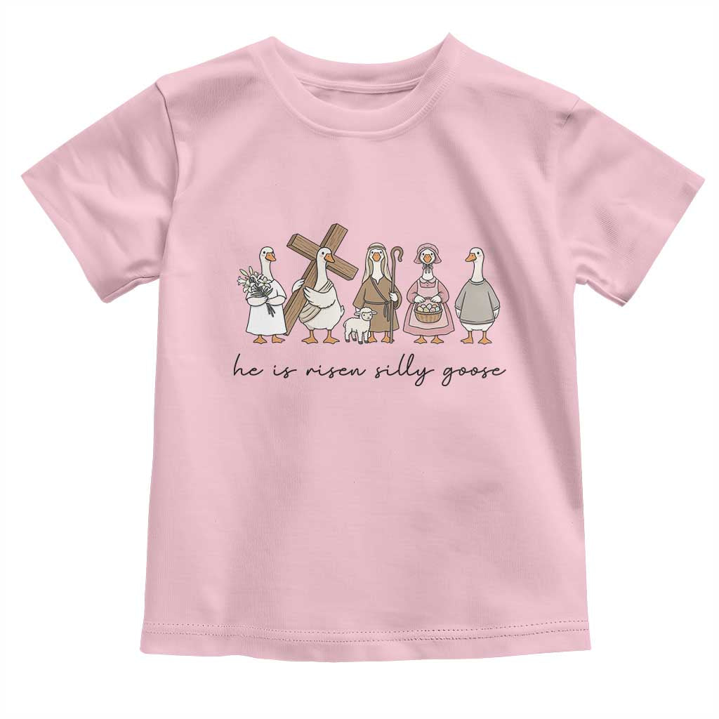 He Is Risen Silly Goose Toddler T Shirt Funny Christian Easter TS14 Light Pink Print Your Wear
