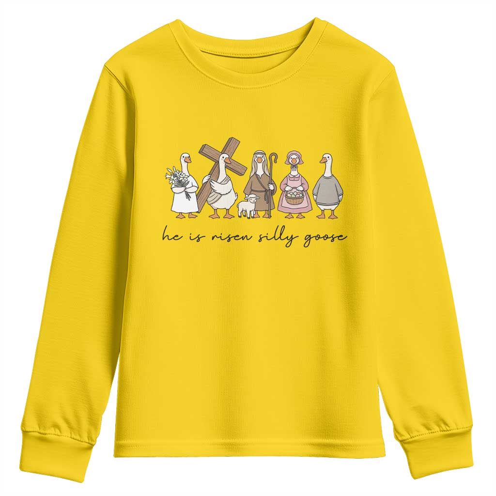 He Is Risen Silly Goose Youth Sweatshirt Funny Christian Easter TS14 Daisy Print Your Wear