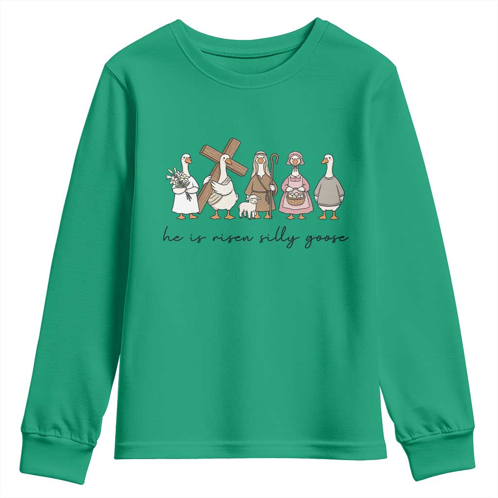 He Is Risen Silly Goose Youth Sweatshirt Funny Christian Easter TS14 Irish Green Print Your Wear