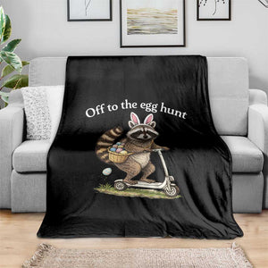 Off To The Egg Hunt Throw Blanket Funny Easter Raccoon TS14 Print Your Wear