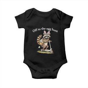 Off To The Egg Hunt Baby Onesie Funny Easter Raccoon TS14 Black Print Your Wear