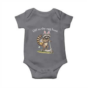 Off To The Egg Hunt Baby Onesie Funny Easter Raccoon TS14 Charcoal Print Your Wear