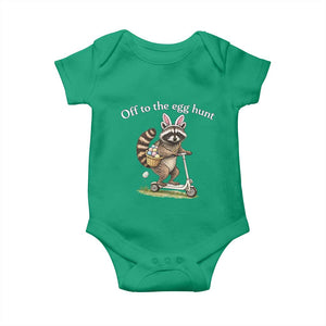 Off To The Egg Hunt Baby Onesie Funny Easter Raccoon TS14 Irish Green Print Your Wear