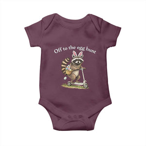 Off To The Egg Hunt Baby Onesie Funny Easter Raccoon TS14 Maroon Print Your Wear