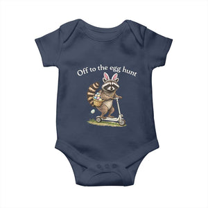 Off To The Egg Hunt Baby Onesie Funny Easter Raccoon TS14 Navy Print Your Wear
