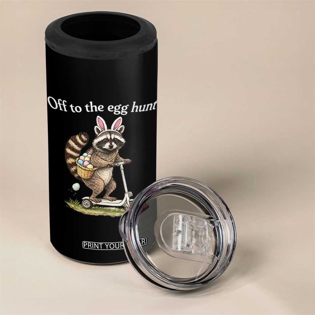 Off To The Egg Hunt 4 in 1 Can Cooler Tumbler Funny Easter Raccoon TS14 Print Your Wear