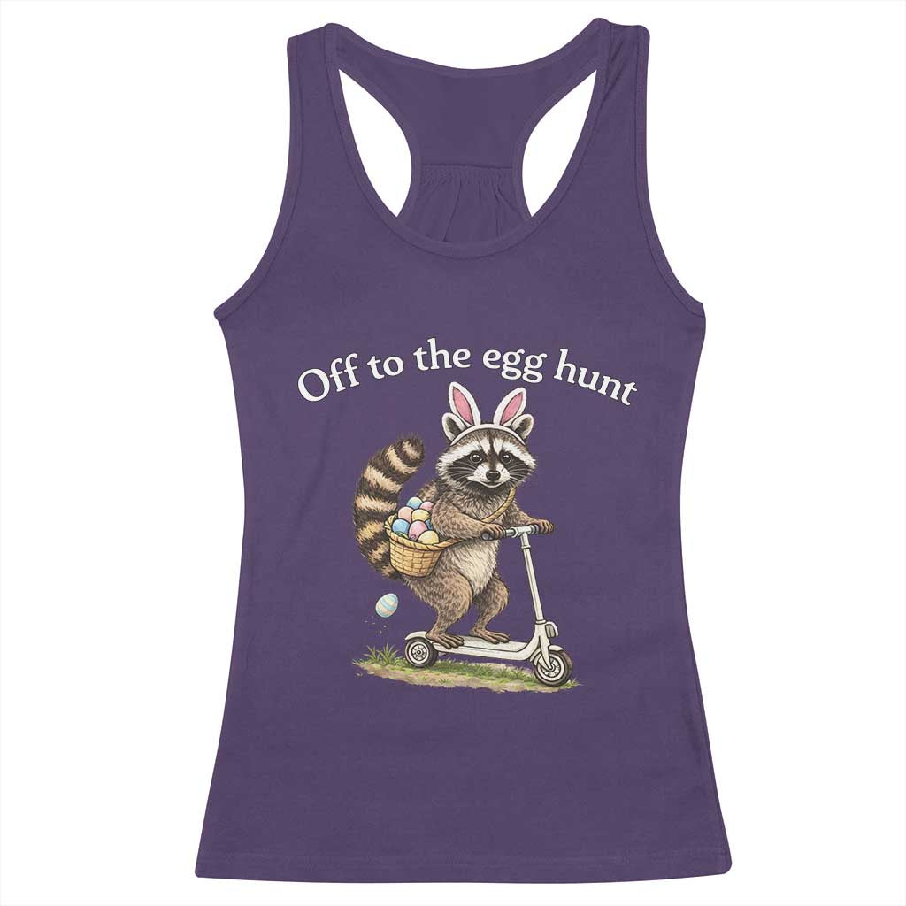 Off To The Egg Hunt Racerback Tank Top Funny Easter Raccoon TS14 Purple Print Your Wear