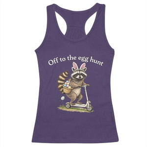 Off To The Egg Hunt Racerback Tank Top Funny Easter Raccoon TS14 Purple Print Your Wear