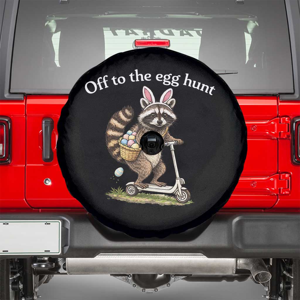 Off To The Egg Hunt Spare Tire Cover Funny Easter Raccoon TS14 Black Print Your Wear