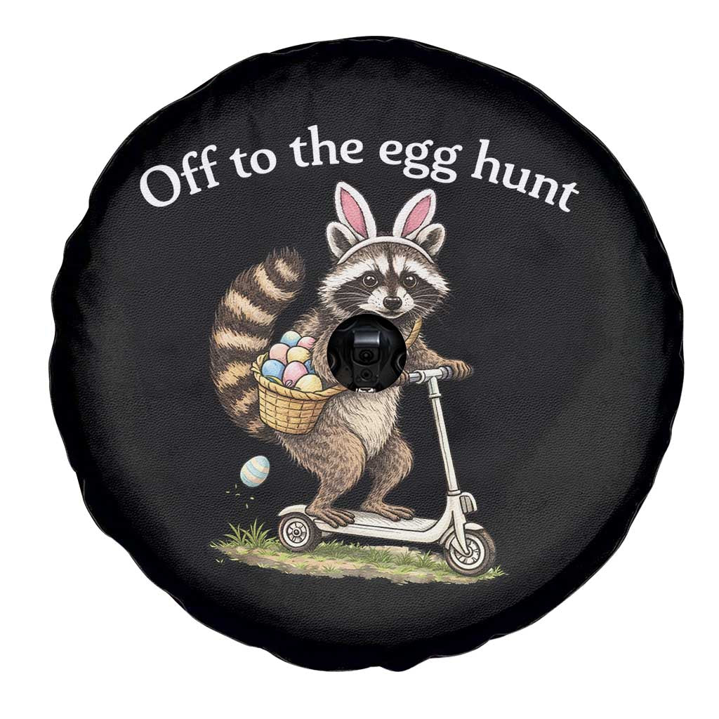 Off To The Egg Hunt Spare Tire Cover Funny Easter Raccoon TS14 Print Your Wear