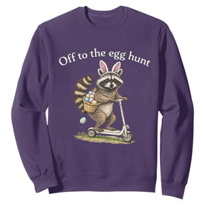 Off To The Egg Hunt Sweatshirt Funny Easter Raccoon TS14 Purple Print Your Wear
