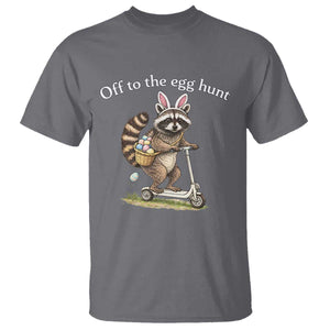 Off To The Egg Hunt T Shirt Funny Easter Raccoon TS14 Charcoal Print Your Wear