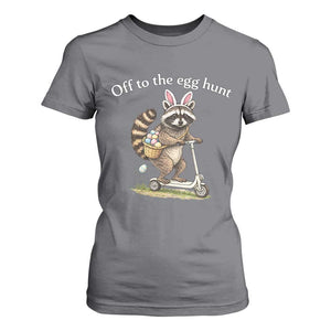 Off To The Egg Hunt T Shirt For Women Funny Easter Raccoon TS14 Charcoal Print Your Wear
