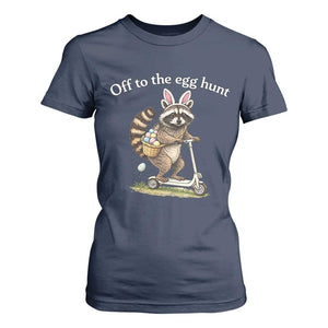 Off To The Egg Hunt T Shirt For Women Funny Easter Raccoon TS14 Navy Print Your Wear