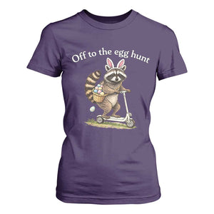 Off To The Egg Hunt T Shirt For Women Funny Easter Raccoon TS14 Purple Print Your Wear