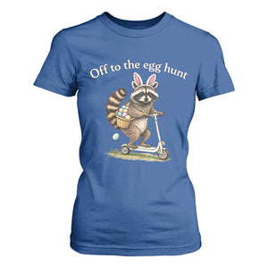 Off To The Egg Hunt T Shirt For Women Funny Easter Raccoon TS14 Royal Blue Print Your Wear