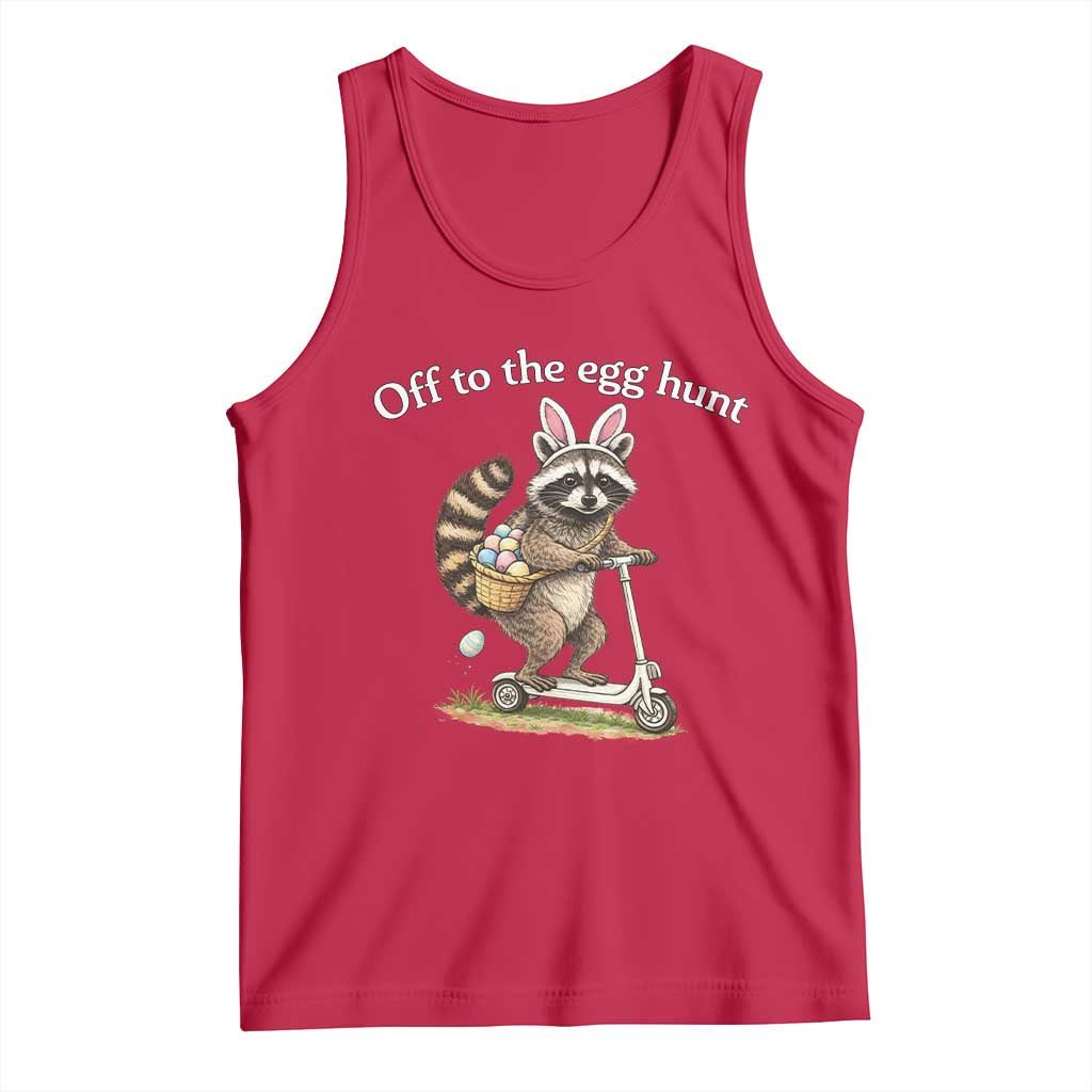 Off To The Egg Hunt Tank Top Funny Easter Raccoon TS14 Red Print Your Wear