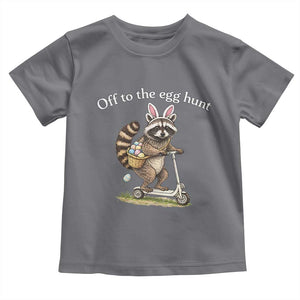 Off To The Egg Hunt Toddler T Shirt Funny Easter Raccoon TS14 Charcoal Print Your Wear