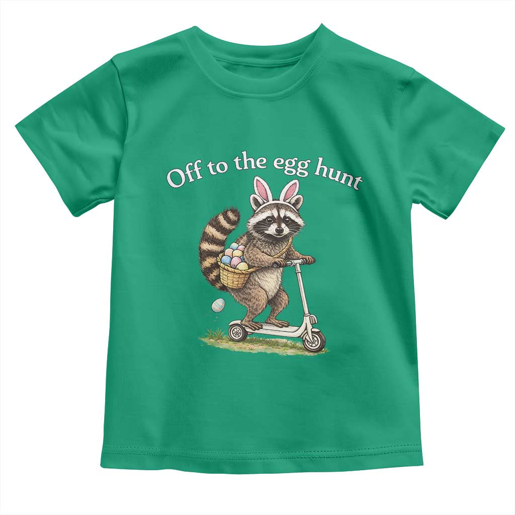 Off To The Egg Hunt Toddler T Shirt Funny Easter Raccoon TS14 Irish Green Print Your Wear