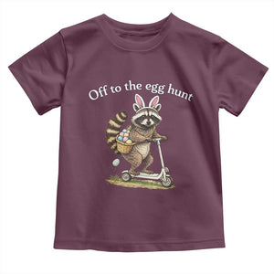 Off To The Egg Hunt Toddler T Shirt Funny Easter Raccoon TS14 Maroon Print Your Wear