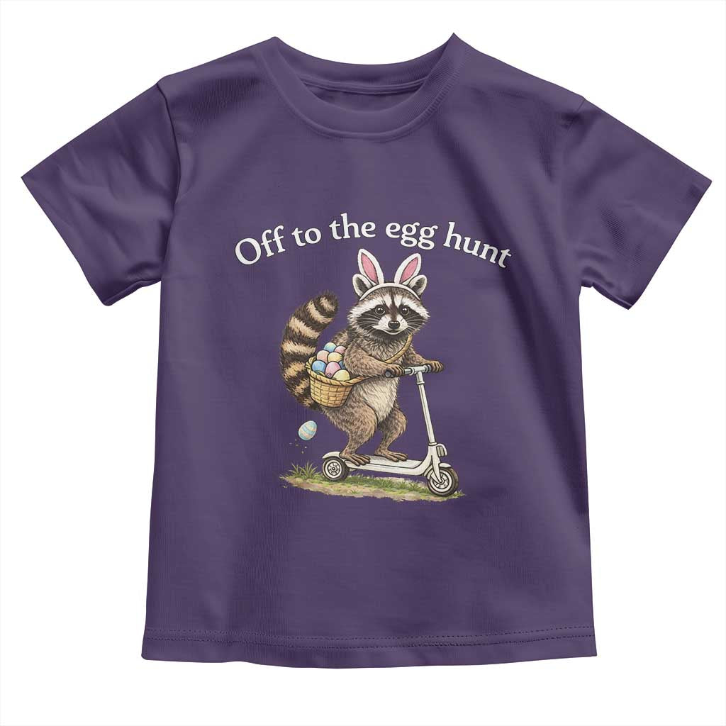 Off To The Egg Hunt Toddler T Shirt Funny Easter Raccoon TS14 Purple Print Your Wear