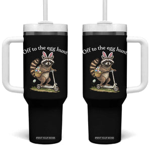 Off To The Egg Hunt Tumbler With Handle Funny Easter Raccoon TS14 One Size: 40 oz Black Print Your Wear
