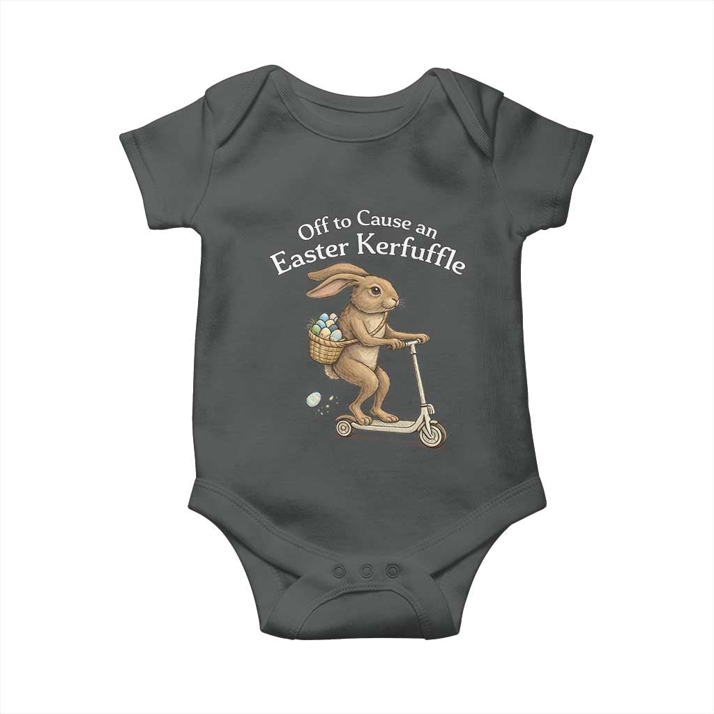 Funny Easter Bunny Baby Onesie Off To The Cause an Easter Kerfuffle TS14 Dark Heather Print Your Wear