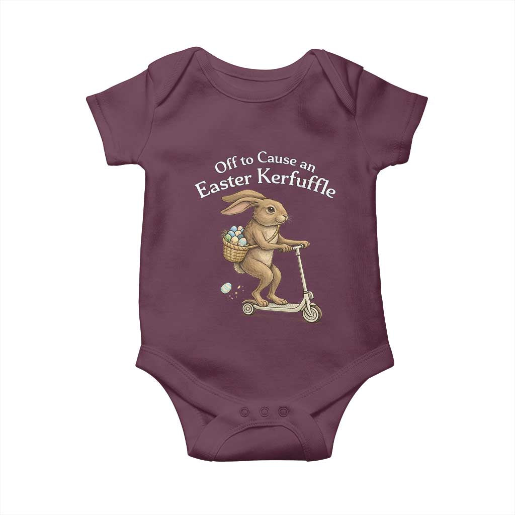 Funny Easter Bunny Baby Onesie Off To The Cause an Easter Kerfuffle TS14 Maroon Print Your Wear