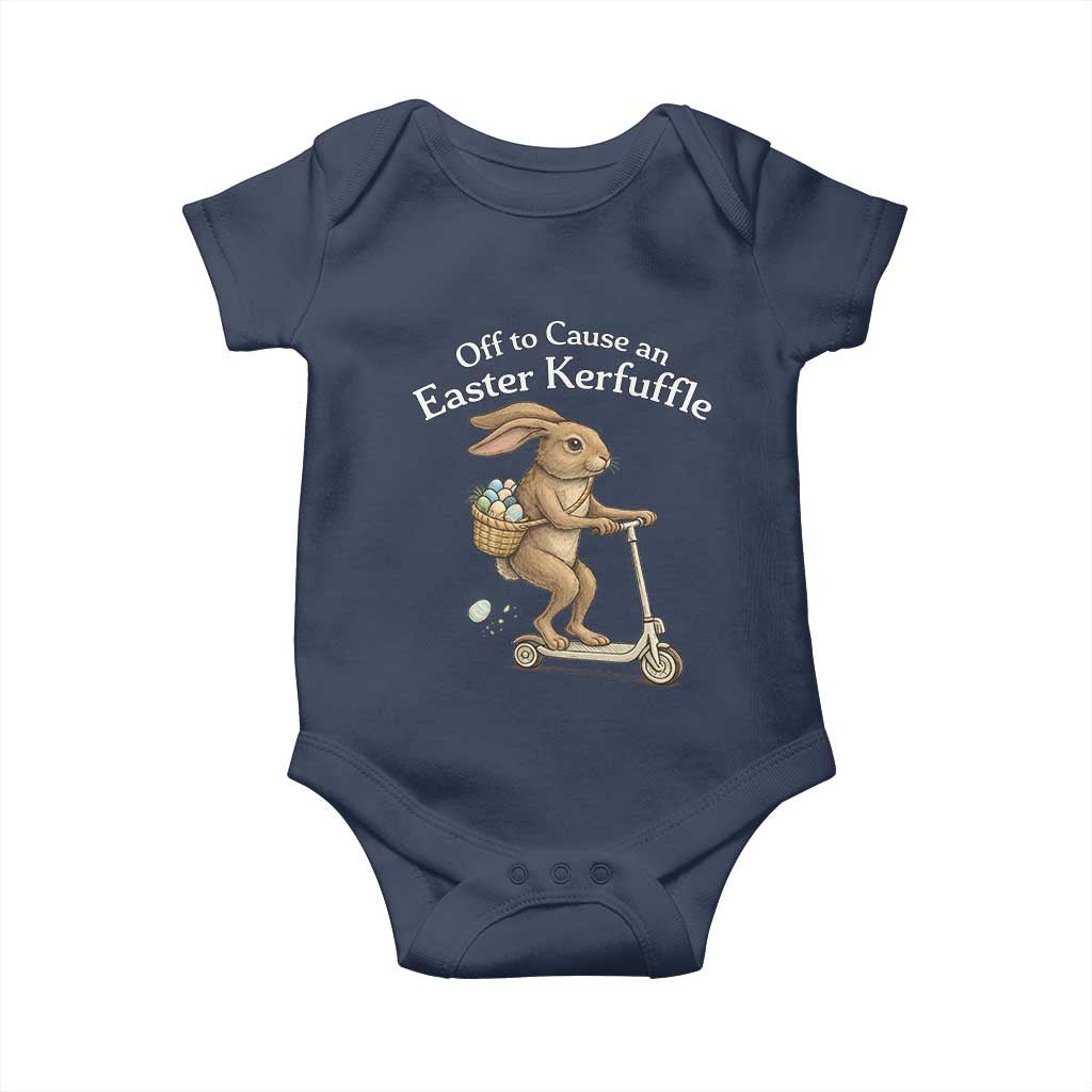 Funny Easter Bunny Baby Onesie Off To The Cause an Easter Kerfuffle TS14 Navy Print Your Wear