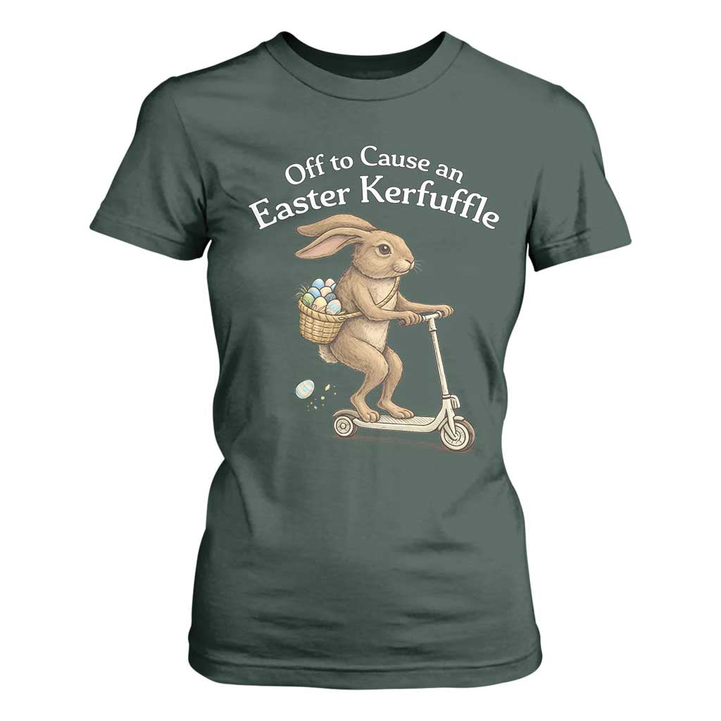 Funny Easter Bunny T Shirt For Women Off To The Cause an Easter Kerfuffle TS14 Dark Forest Green Print Your Wear