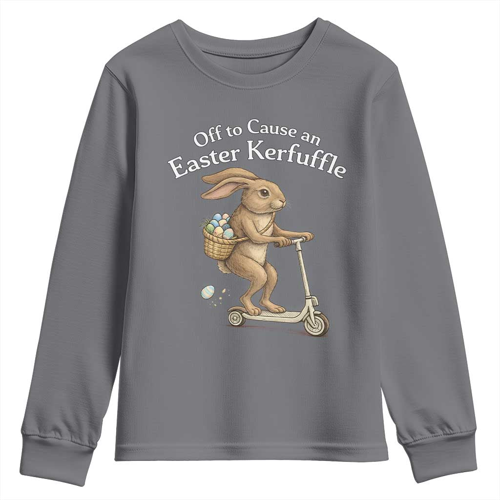 Funny Easter Bunny Youth Sweatshirt Off To The Cause an Easter Kerfuffle TS14 Charcoal Print Your Wear