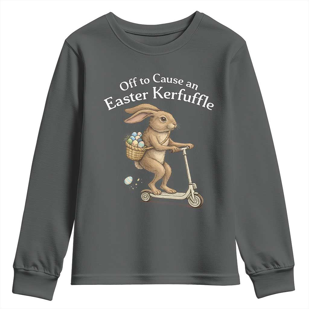 Funny Easter Bunny Youth Sweatshirt Off To The Cause an Easter Kerfuffle TS14 Dark Heather Print Your Wear