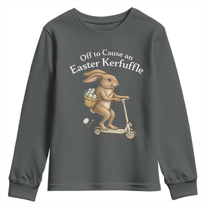 Funny Easter Bunny Youth Sweatshirt Off To The Cause an Easter Kerfuffle TS14 Dark Heather Print Your Wear
