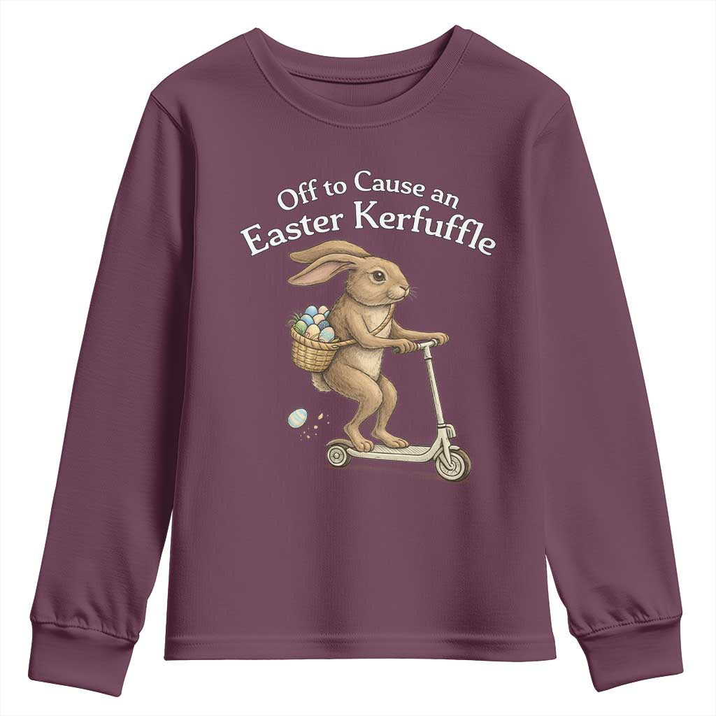Funny Easter Bunny Youth Sweatshirt Off To The Cause an Easter Kerfuffle TS14 Maroon Print Your Wear
