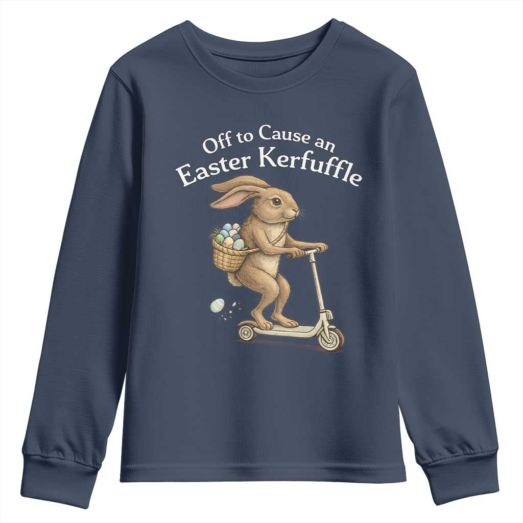 Funny Easter Bunny Youth Sweatshirt Off To The Cause an Easter Kerfuffle TS14 Navy Print Your Wear