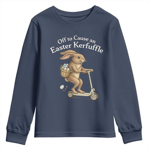 Funny Easter Bunny Youth Sweatshirt Off To The Cause an Easter Kerfuffle TS14 Navy Print Your Wear