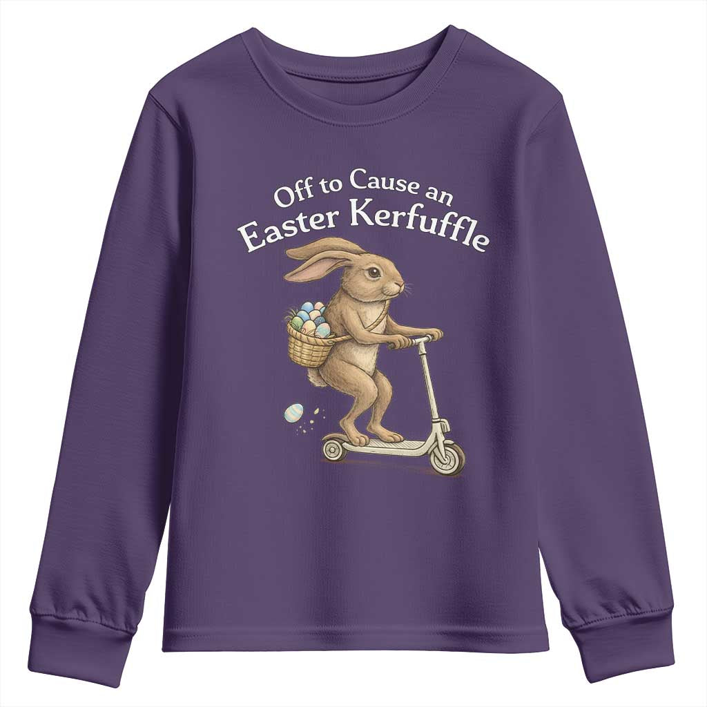 Funny Easter Bunny Youth Sweatshirt Off To The Cause an Easter Kerfuffle TS14 Purple Print Your Wear