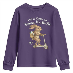 Funny Easter Bunny Youth Sweatshirt Off To The Cause an Easter Kerfuffle TS14 Purple Print Your Wear