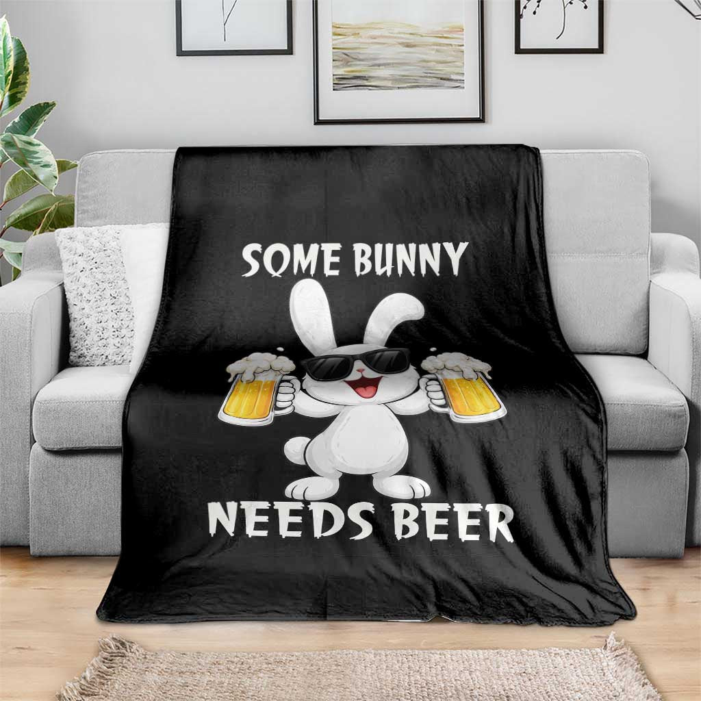 Funny Easter Bunny Drinking Beer Throw Blanket Some Bunny Needs Beer TS14 Print Your Wear