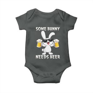Funny Easter Bunny Drinking Beer Baby Onesie Some Bunny Needs Beer TS14 Dark Heather Print Your Wear