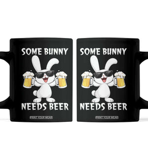 Funny Easter Bunny Drinking Beer Coffee Mug Some Bunny Needs Beer TS14 Black Print Your Wear
