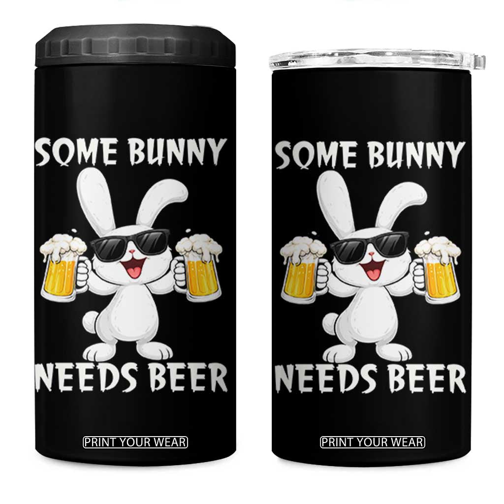 Funny Easter Bunny Drinking Beer 4 in 1 Can Cooler Tumbler Some Bunny Needs Beer TS14 One Size: 16 oz Black Print Your Wear