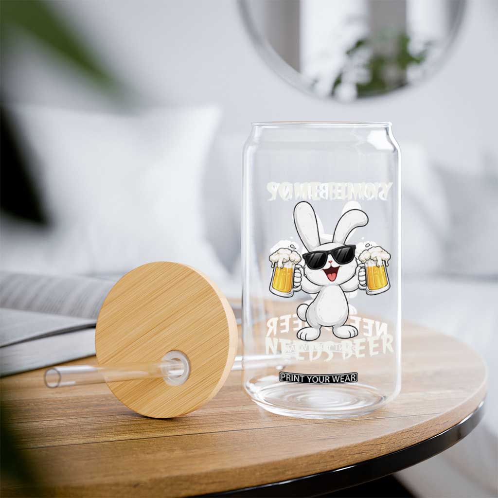 Funny Easter Bunny Drinking Beer Glass Can Some Bunny Needs Beer TS14 Print Your Wear